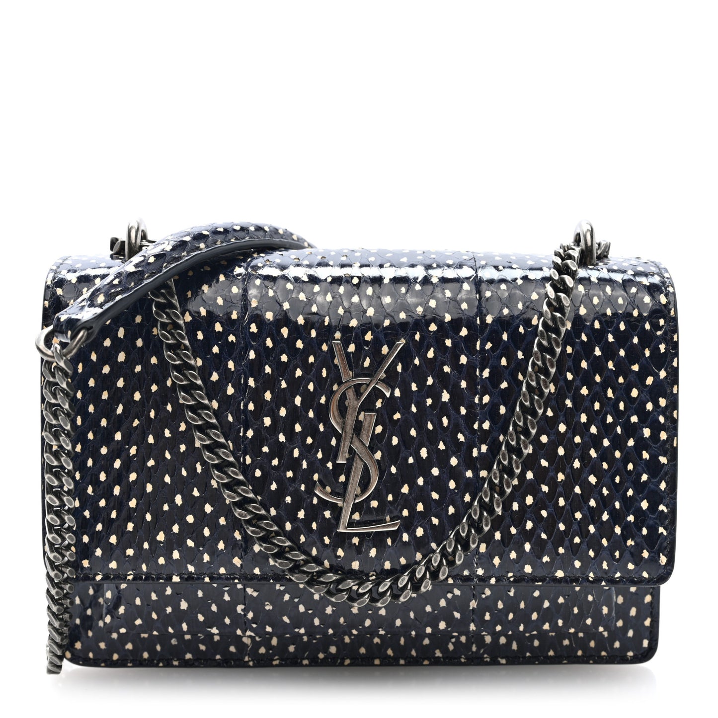 Elaphe Nappa Monogram Sunset Chain Wallet Black White