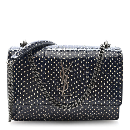 Saint Laurent Elaphe Nappa Monogram Sunset Chain Wallet Black White 1 of 8