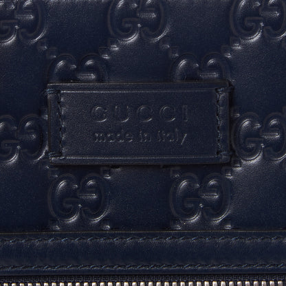 Gucci Guccissima Signature Medium Flat Messenger Bag Blue 7 of 9