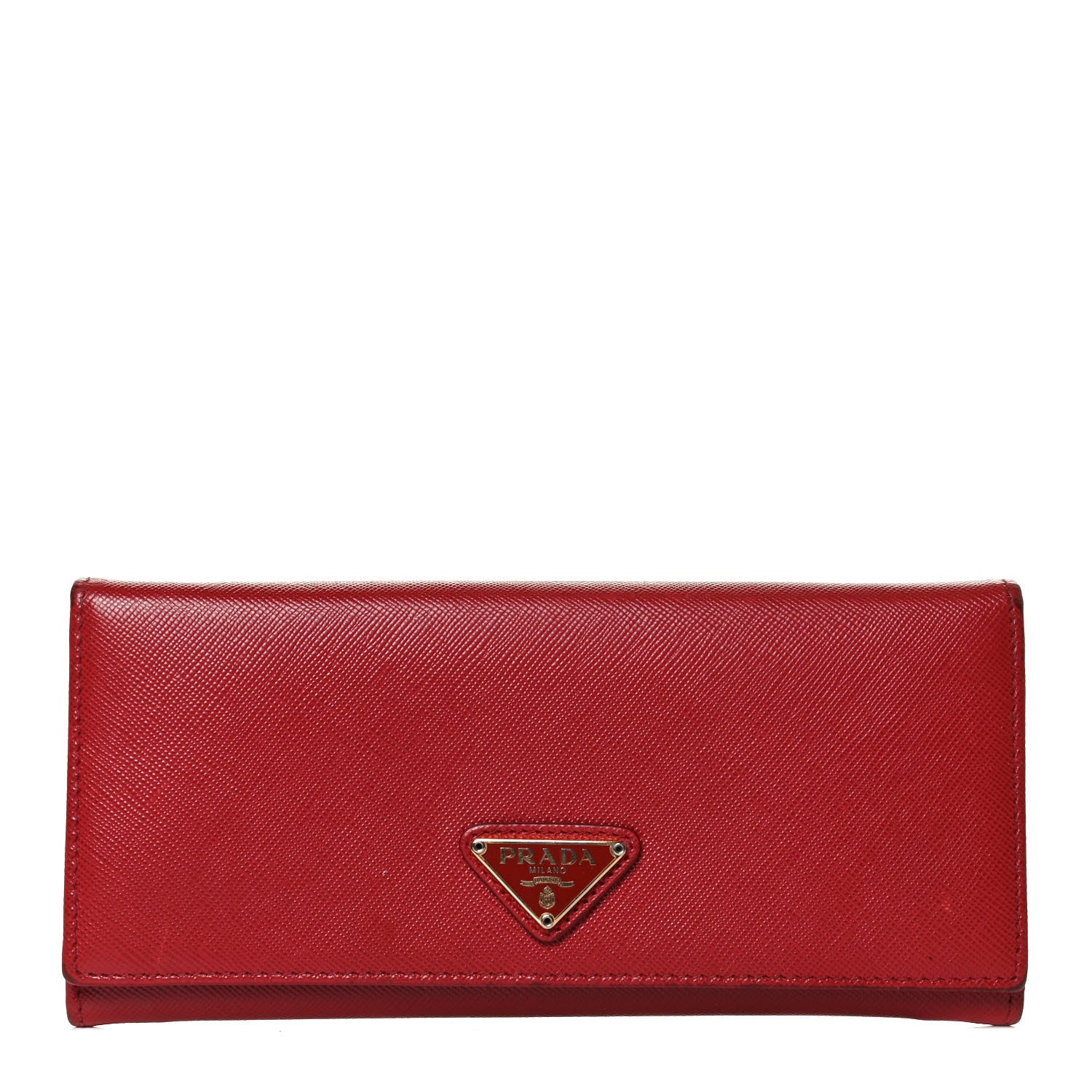 Prada Saffiano Metal Continental Flap Wallet Fuoco 1 of 11