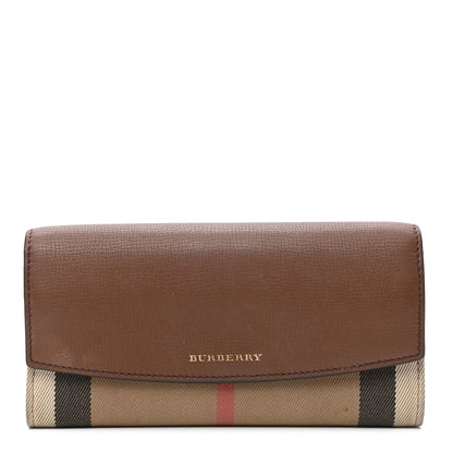 Burberry Grainy Calfskin House Check Continental Wallet Tan 1 of 13