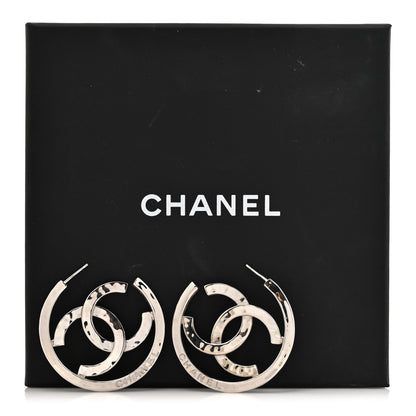 Chanel CC Hoop Earrings Silver 5 of 5