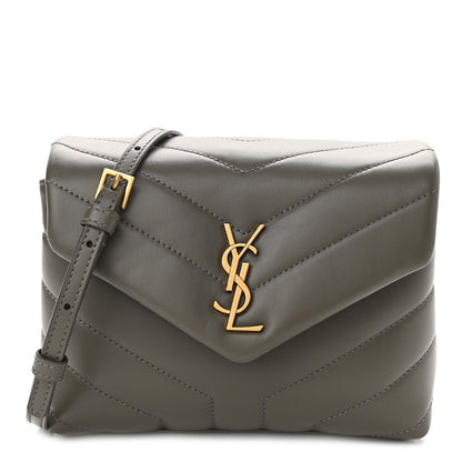 Saint Laurent Calfskin Y Quilted Monogram Toy Loulou Crossbody Bag Grey Kaki 1 of 11