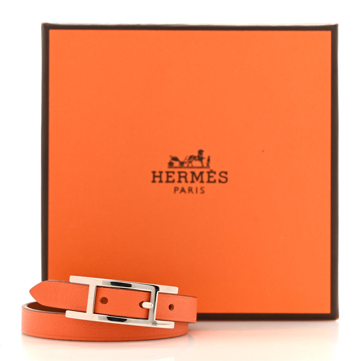Hermes Swift Hapi 3 MM Triple Tour Wrap Bracelet Orange Poppy 6 of 6