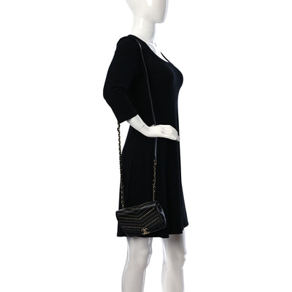 Chanel Crumpled Calfskin Chevron Chain Mini Square Flap Black 2 of 10