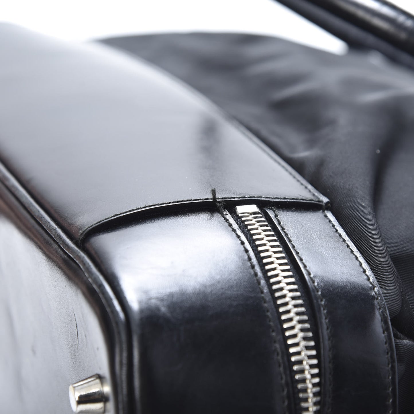 Tessuto Nylon Soft Calf Zip Around Satchel Black