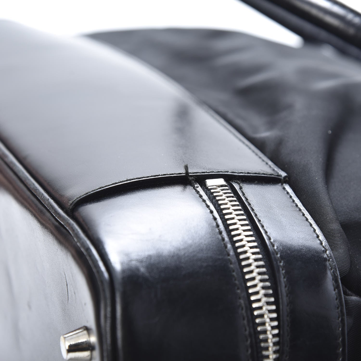 Prada Tessuto Nylon Soft Calf Zip Around Satchel Black 16 of 22