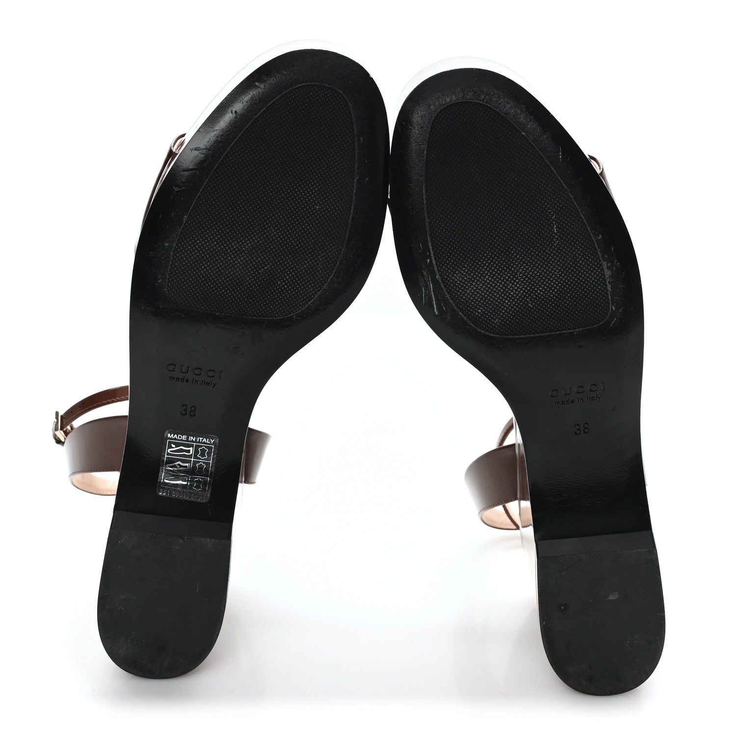 Gucci Patent Horsebit Ankle Strap 75mm Flatform Sandals 38 Burgundy 6 of 8