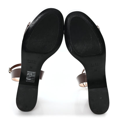 Gucci Patent Horsebit Ankle Strap 75mm Flatform Sandals 38 Burgundy 6 of 8