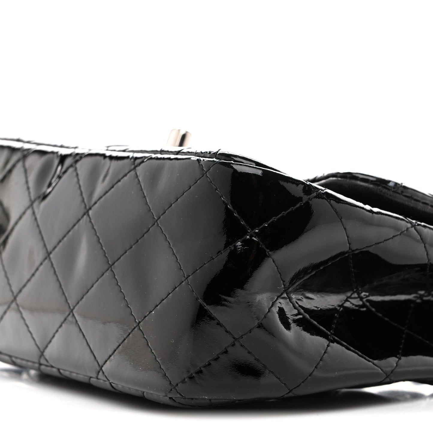 Patent Calfskin Quilted Mini Square Flap Black