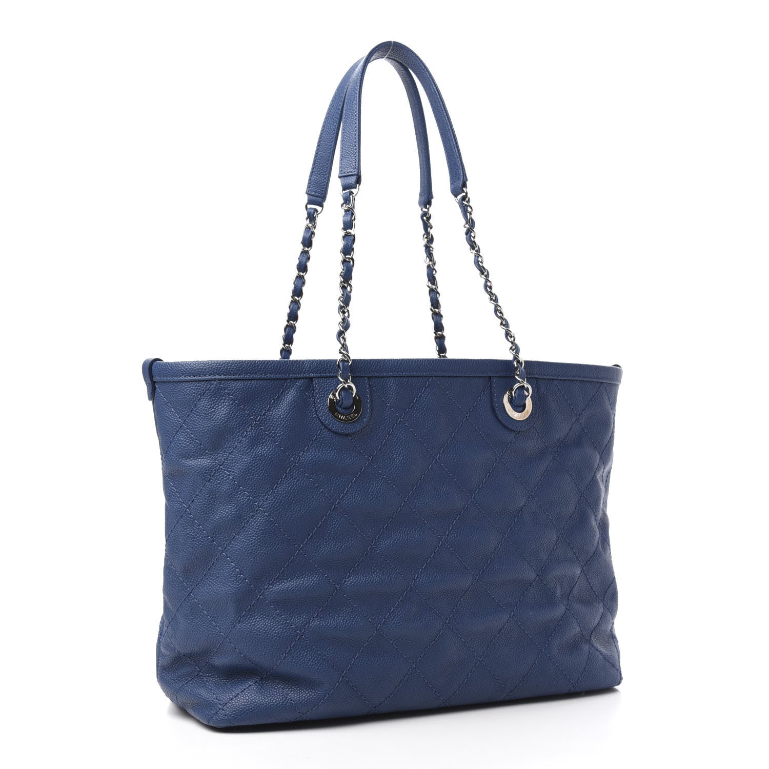Chanel Grained Calfskin Quilted Small Daily Tote Blue 4 of 11