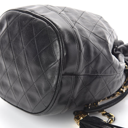 Chanel Lambskin Stitched Tassel Drawstring Pouch Black 10 of 10
