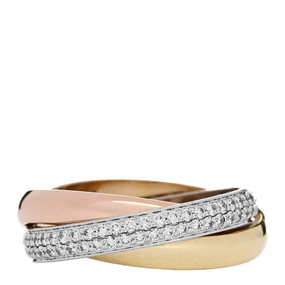 Cartier 18K White Yellow Pink Gold Diamond Small Trinity Paved Ring 50 5.25 1 of 7