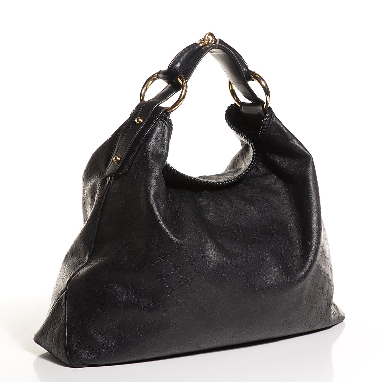 Gucci Guccissima Large Horsebit Chain Hobo Black 3 of 7