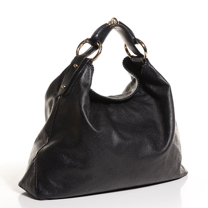 Gucci Guccissima Large Horsebit Chain Hobo Black 3 of 7