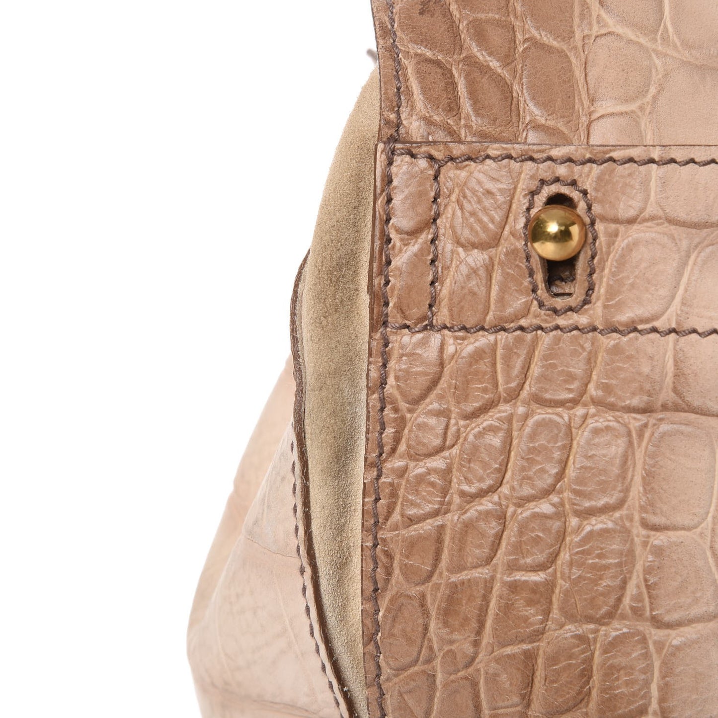Nubuck Croc Embossed Large Muse Two Beige
