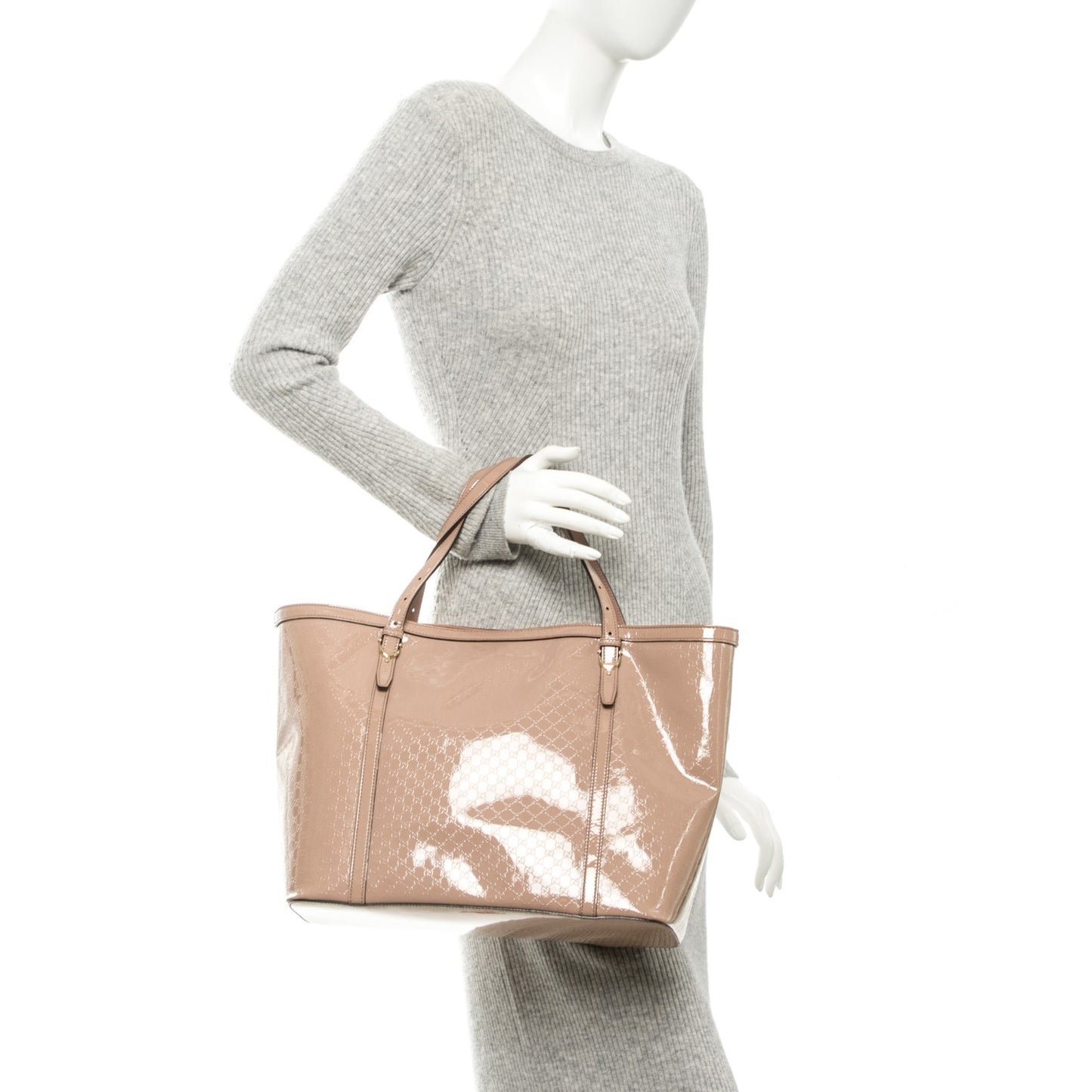 Patent Microguccissima Medium Nice Tote Dark Cipria