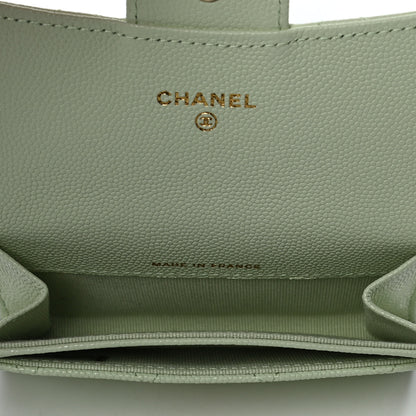 Chanel Caviar Quilted Flap Card Holder Wallet Light Green 6 of 12