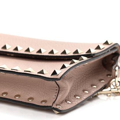 Valentino Garavani Pebbled Calfskin Rockstud Flap Wallet On Chain Poudre 8 of 9