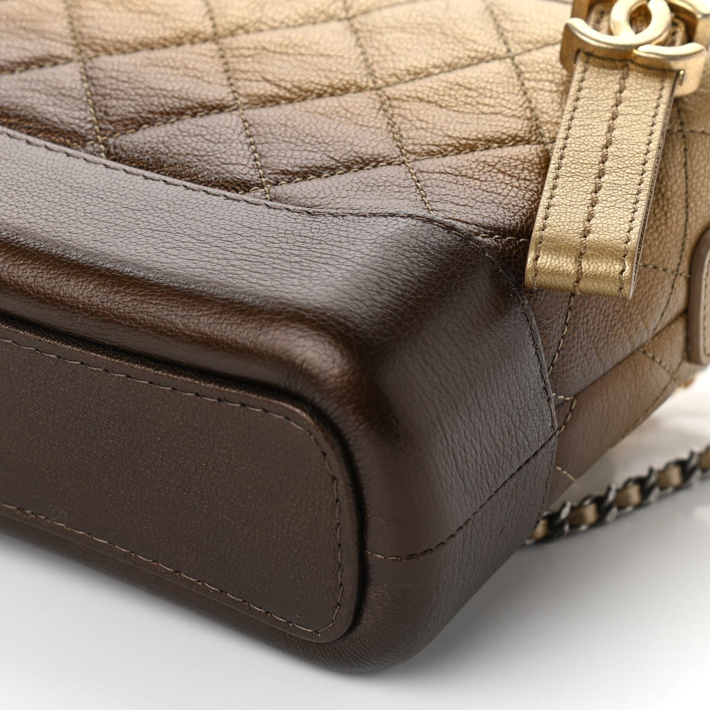Metallic Goatskin Quilted Small Gabrielle Hobo Gold Bronze