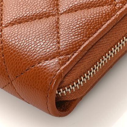 Chanel Caviar Quilted Zip Around Coin Purse Wallet Light Brown 8 of 9