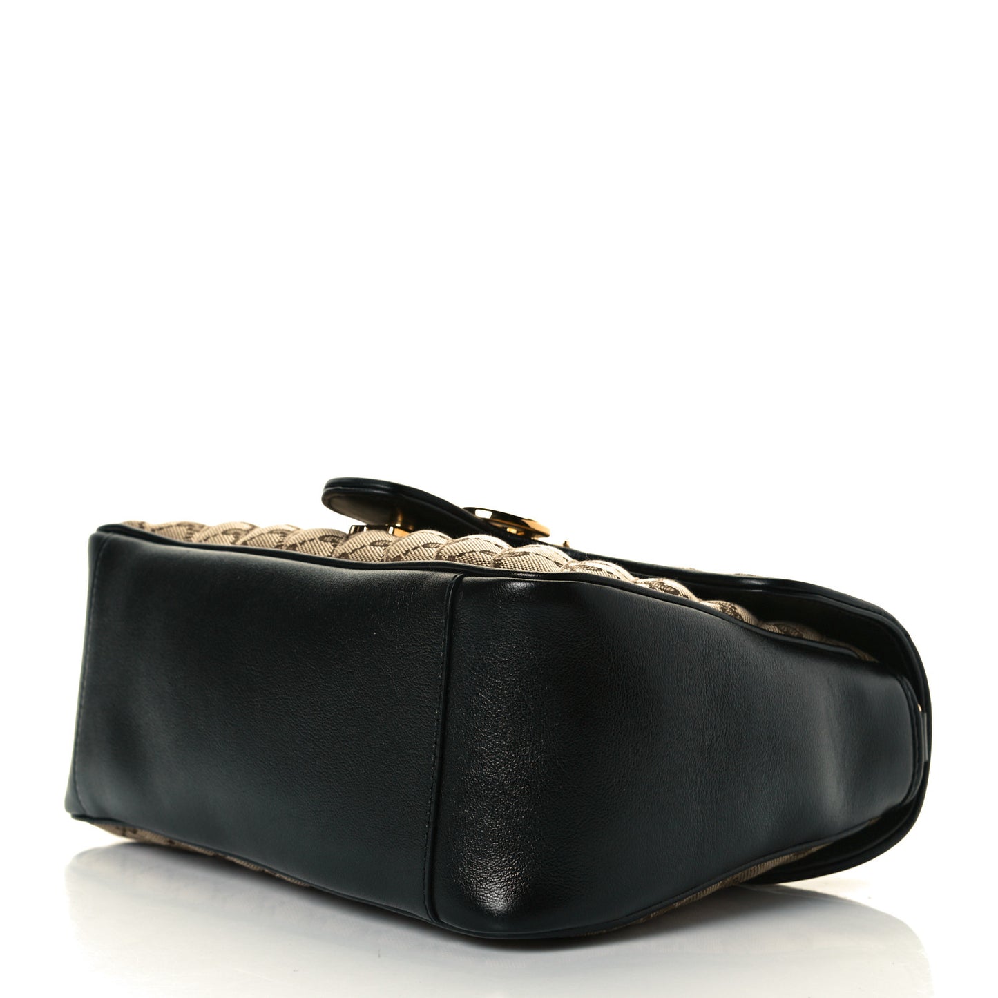Monogram Azalea Calfskin Matelasse Diagonal Small GG Marmont Top Handle Shoulder Bag Beige Ebony Black