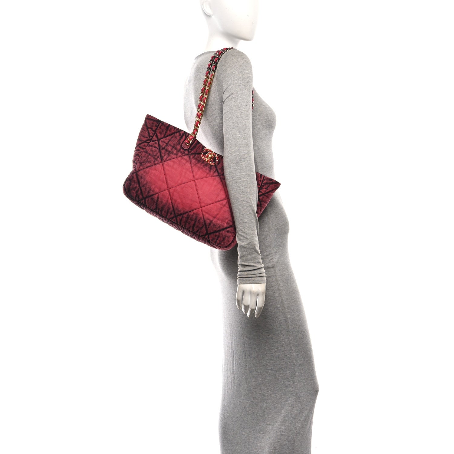 Chanel Washed Denim Quilted Chanel 19 East West Shopping Bag Pink 2 of 10