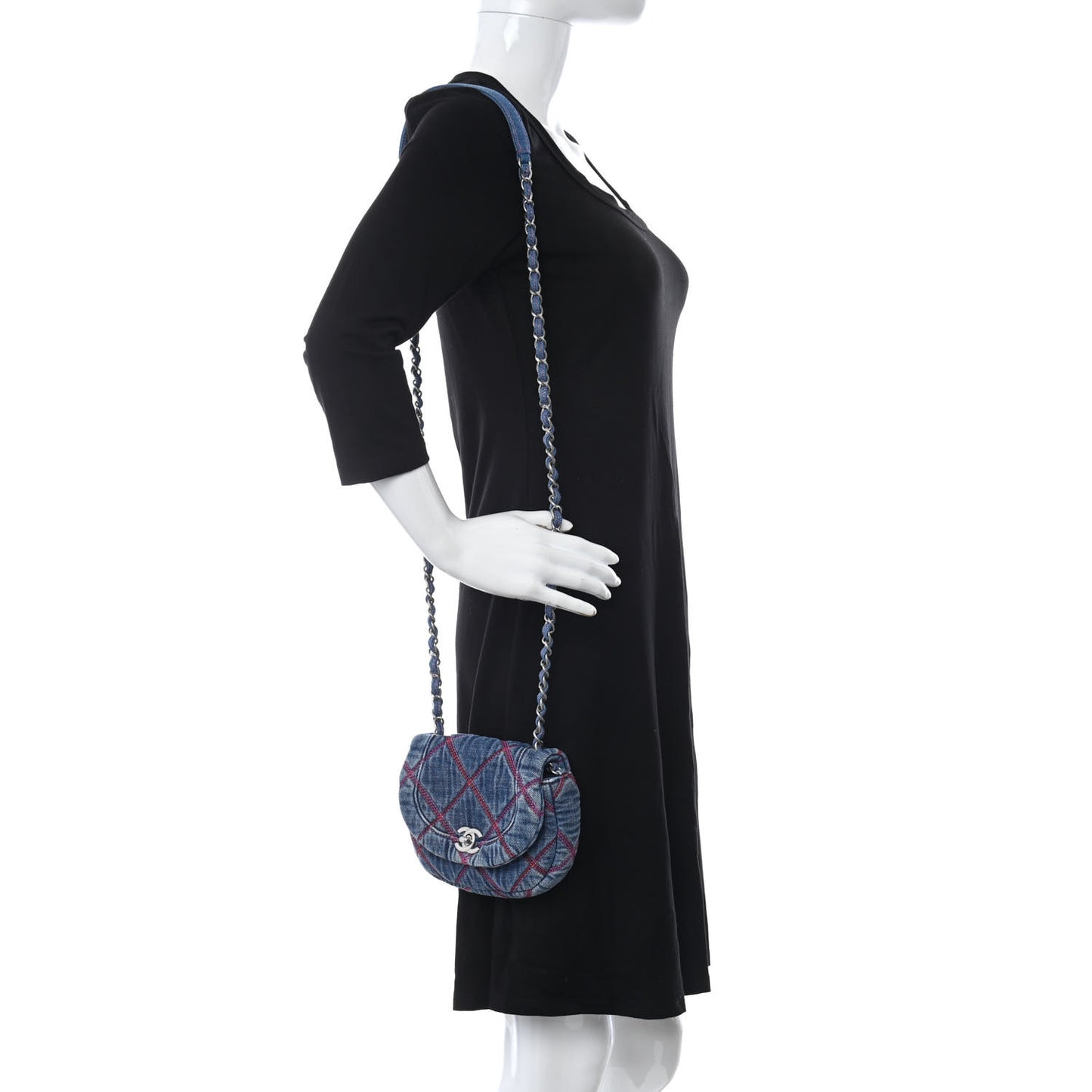 Denim Quilted Mini Coco Beach Messenger Bag Blue