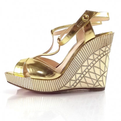 Christian Louboutin Gold Cotton Club Wedges 38 2 of 7