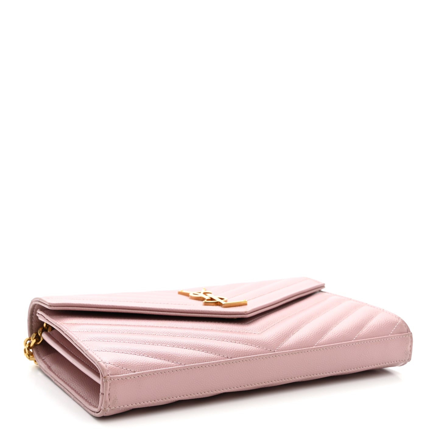 Grain De Poudre Matelasse Chevron Monogram Chain Wallet Tender Pink
