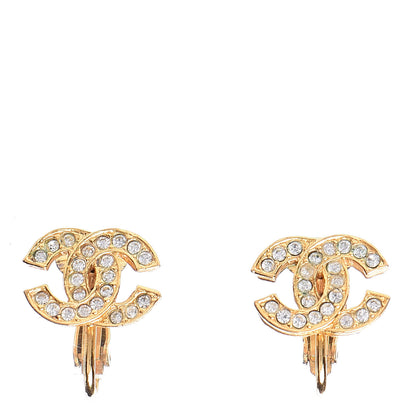 Chanel Crystal CC Clip On Earrings Gold 1 of 5