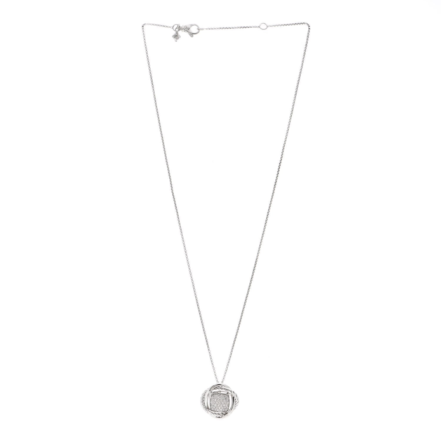 David Yurman Sterling Silver Diamond 20mm Infinity Pendant Necklace 2 of 5