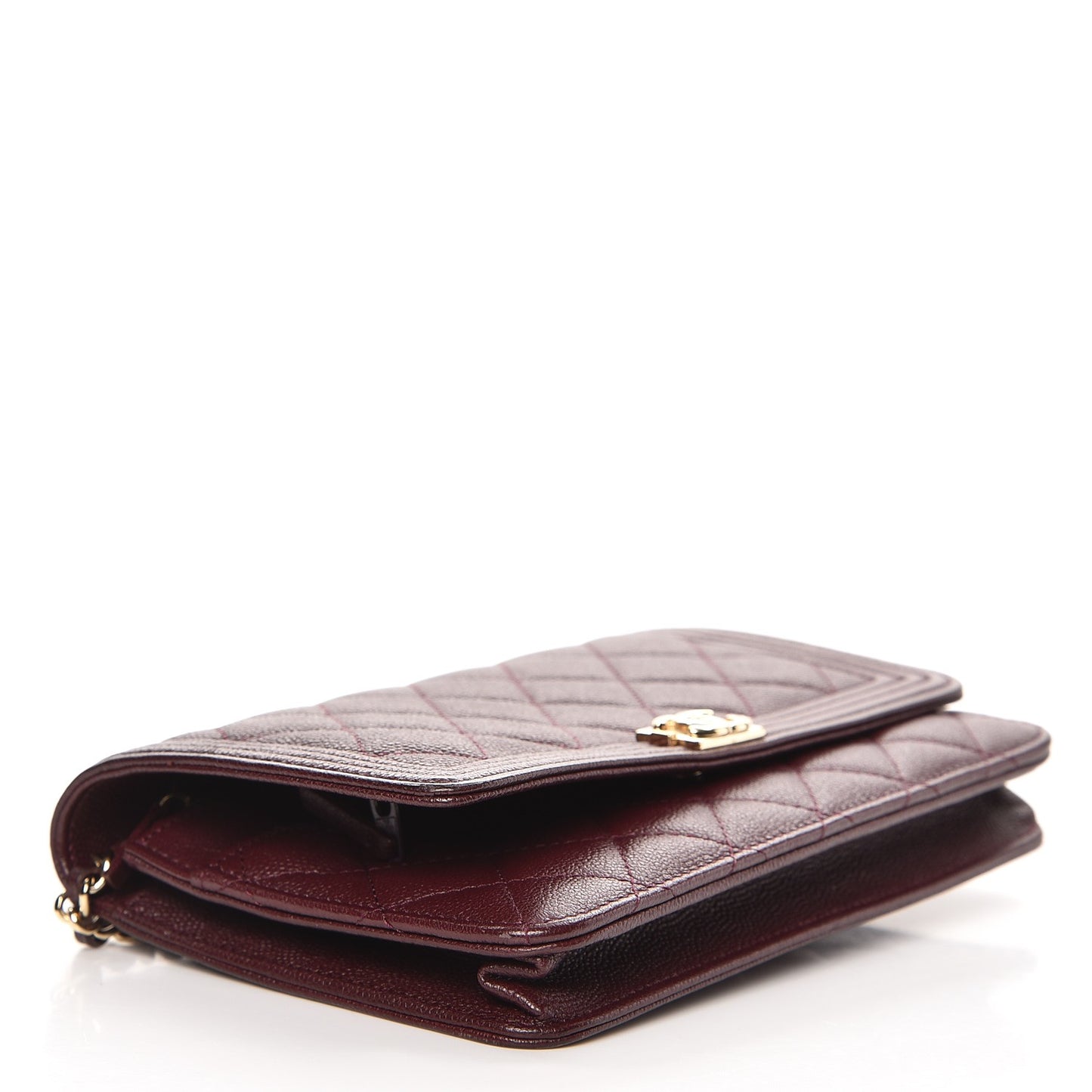 Caviar Quilted Boy Wallet On Chain WOC Dark Purple