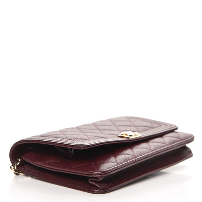 Chanel Caviar Quilted Boy Wallet On Chain WOC Dark Purple 4 of 10