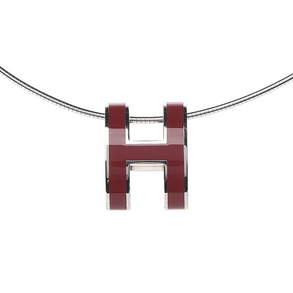 Hermes Palladium Lacquered Pop H Pendant Necklace Rouge H 4 of 6