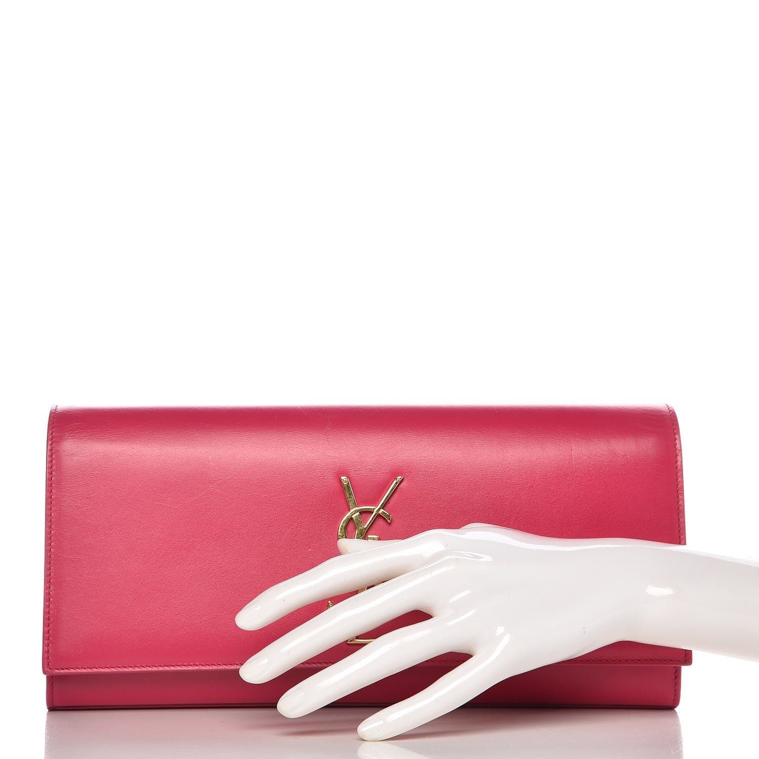 Saint Laurent Calfskin Classic Monogram Clutch Bubblegum 2 of 8