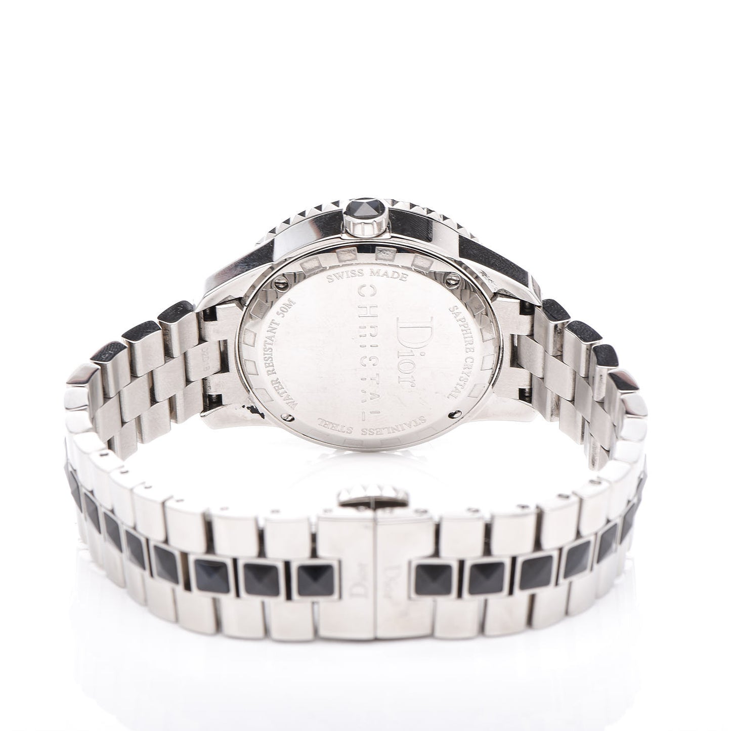 Stainless Steel Diamond Sapphire 33mm Christal Quartz Watch Black
