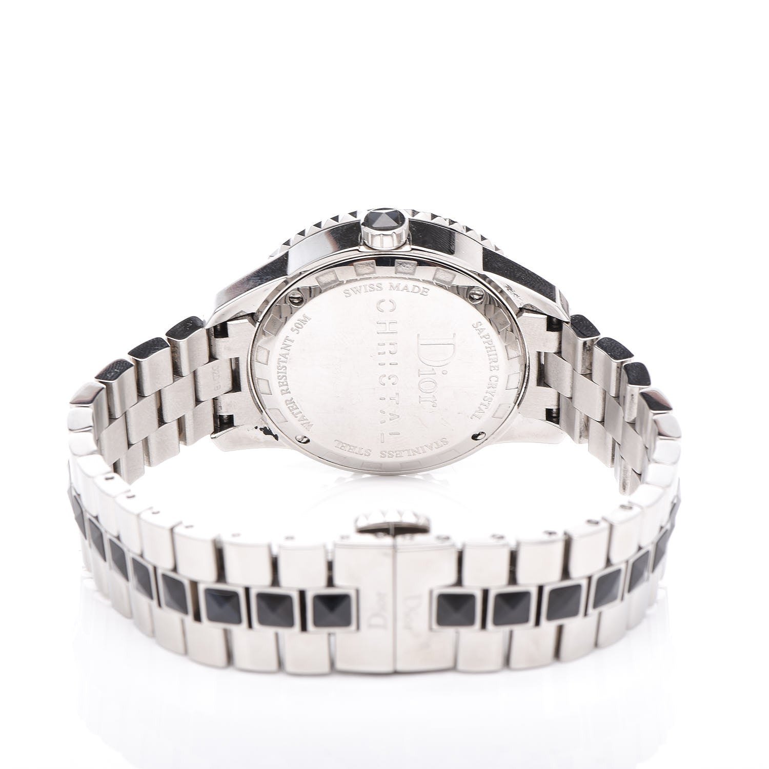 Christian Dior Stainless Steel Diamond Sapphire 33mm Christal Quartz Watch Black 5 of 8