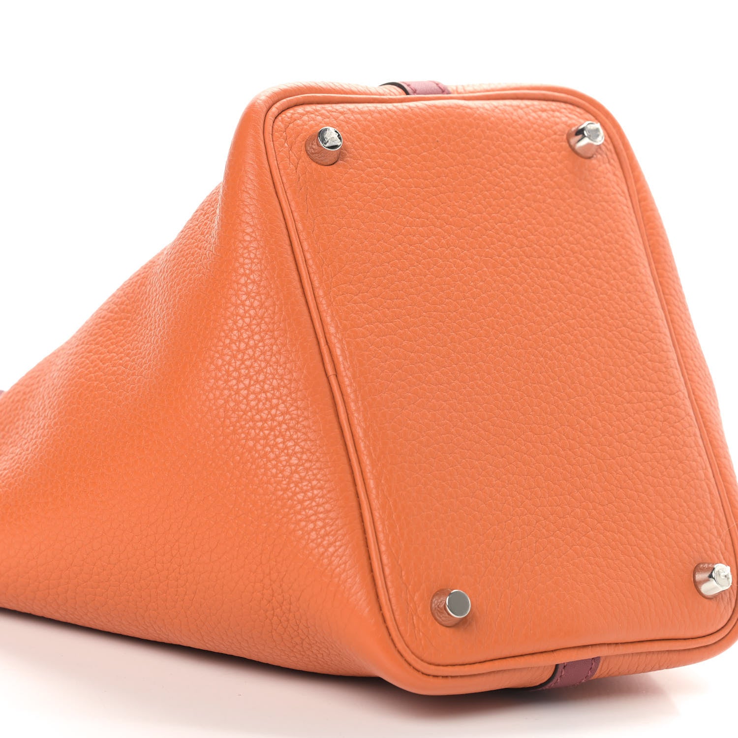 Hermes Taurillon Clemence Swift Eclat Picotin 18 PM Orange Rouge Grenat 6 of 9