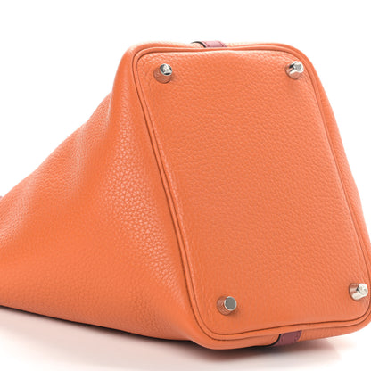 Hermes Taurillon Clemence Swift Eclat Picotin 18 PM Orange Rouge Grenat 6 of 9
