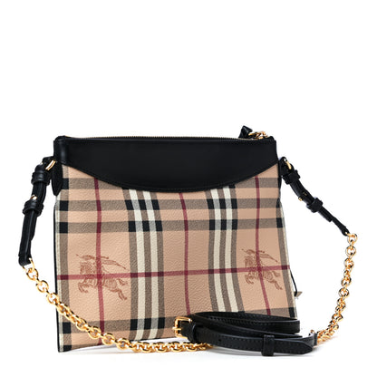 Burberry Haymarket Check Peyton Crossbody Clutch Bag Black 4 of 8