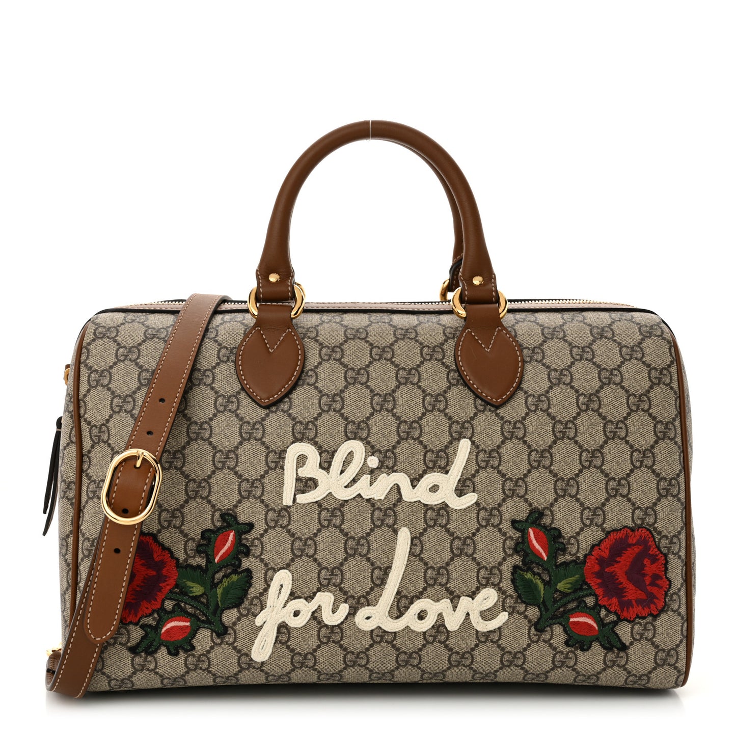 GG Supreme Monogram Blind for Love Embroidered Medium Boston Beige Tuscany