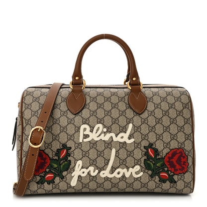 Gucci GG Supreme Monogram Blind for Love Embroidered Medium Boston Beige Tuscany 1 of 11