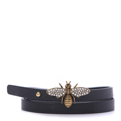 Christian Dior Calfskin Crystal Bee Triple Loop Bracelet Black 1 of 3