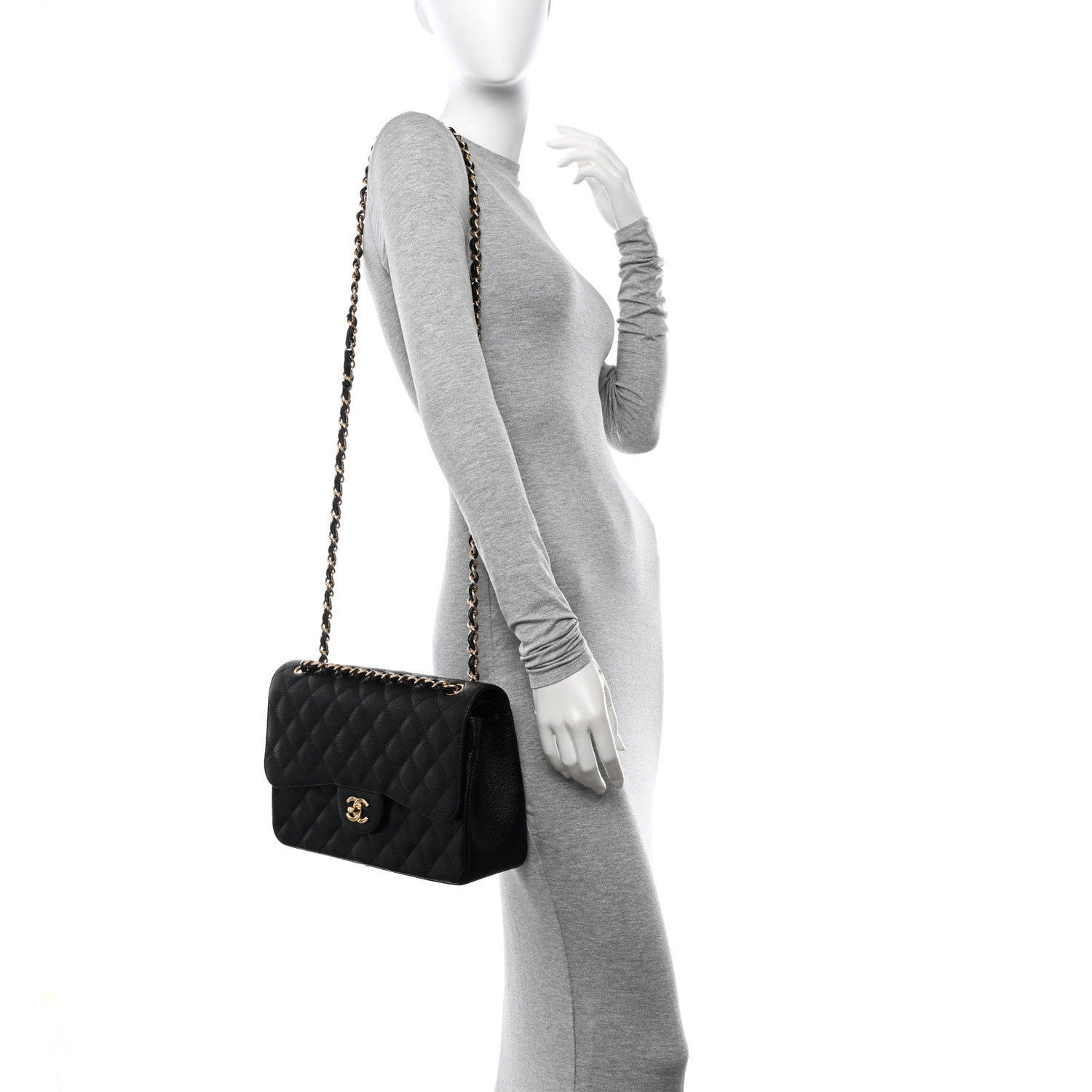Chanel Caviar Quilted Jumbo Double Flap Black 2 of 11