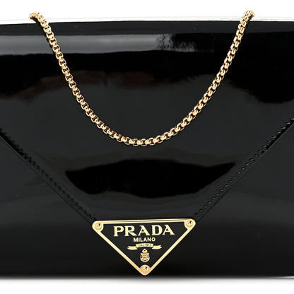 Prada Vernice Metal Triangle Logo Clutch Black 7 of 10