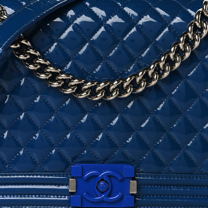 Chanel Patent Calfskin Quilted New Medium Plexiglass Boy Flap Blue 7 of 9