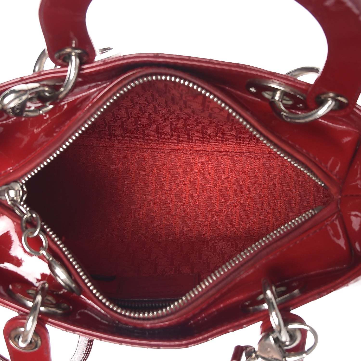 Christian Dior Patent Cannage Medium Lady Dior Red 5 of 16