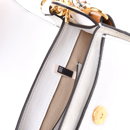Chloe Calfskin Crocodile Embossed Small Tess Bag Brilliant White 8 of 10