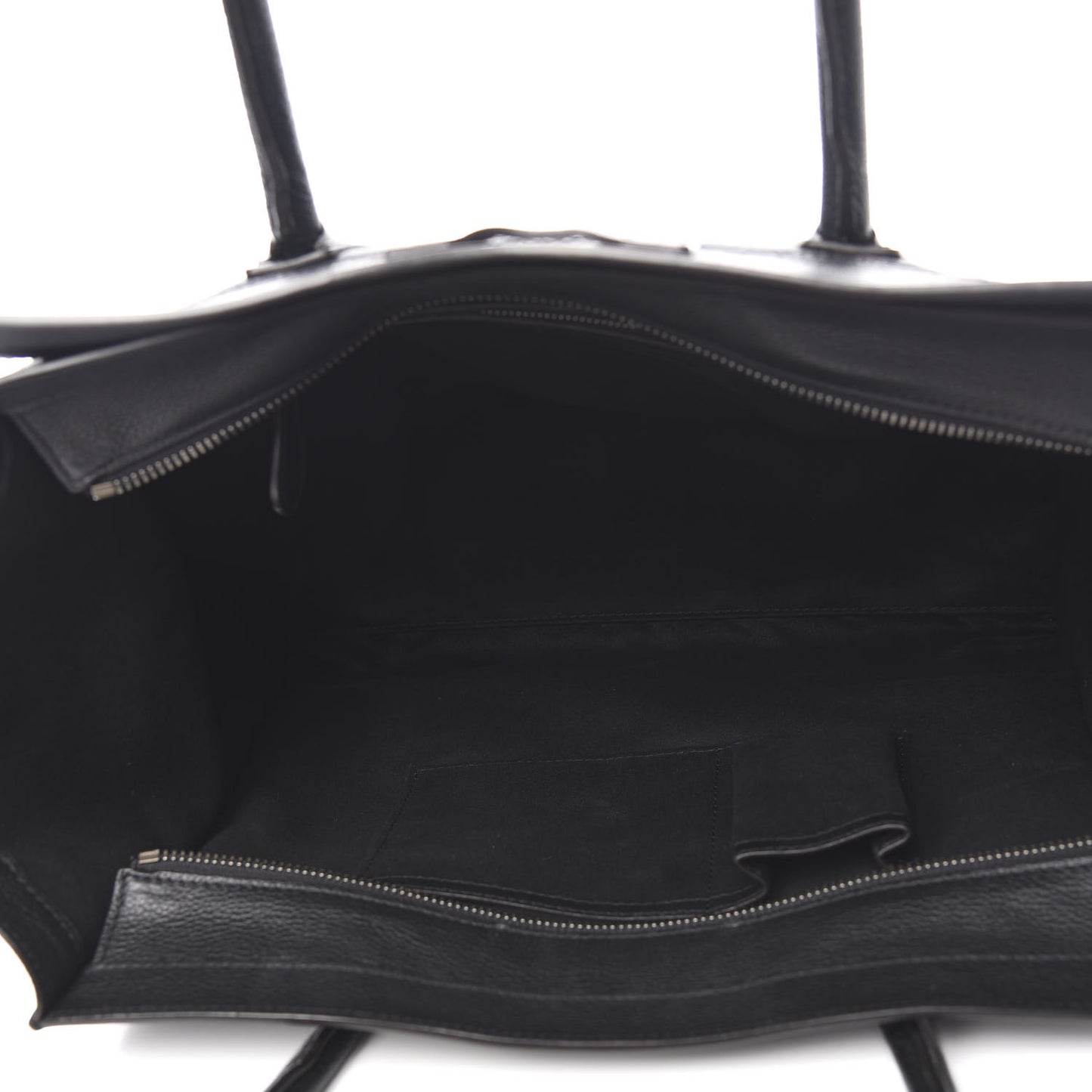 Drummed Calfskin Shoulder Luggage Black